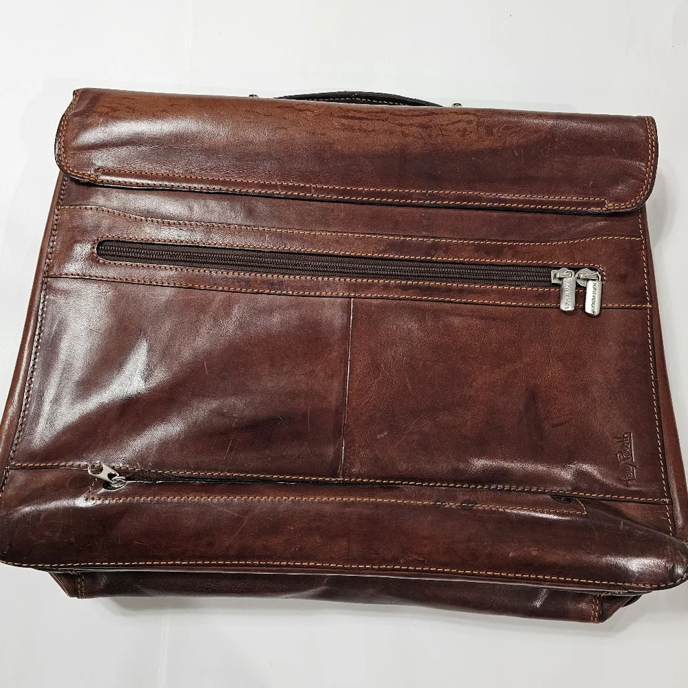 Tony Perotti Italian Leather Briefcase Cognac Brown | Full-Grain Patina